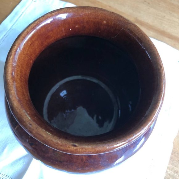 Vintage B&M Brick Oven Baked Beans Stoneware Pot Burnham & Morrill - Picture 2 of 8